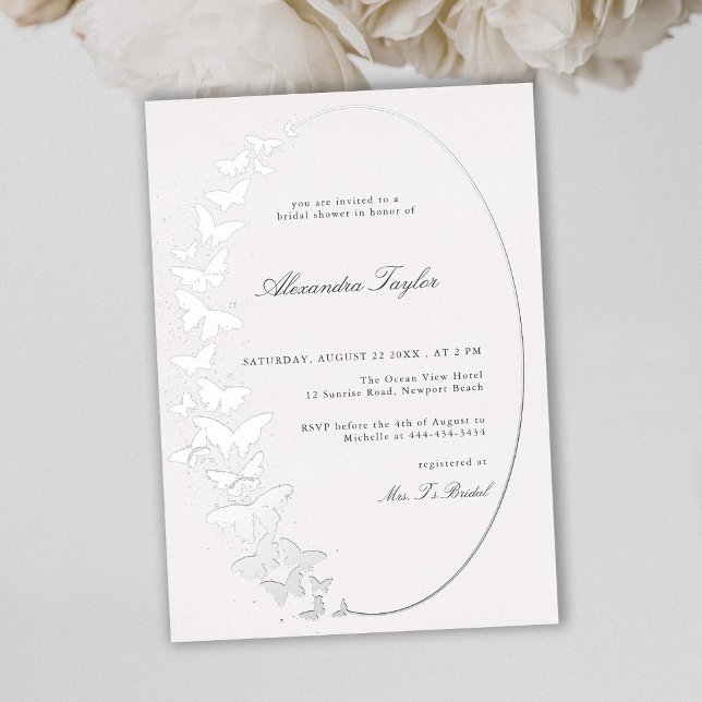 Invitación Con Relieve Metalizado Elegante estilo clásico mariposa mariposa marrón p (Subido por el creador)