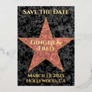 Invitación Con Relieve Metalizado Elegante estrella de Hollywood de papel de alumini