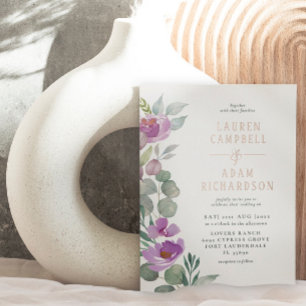 Invitación Con Relieve Metalizado Elegante Eucalipto floral Rosa Oro Boda