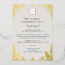 Elegante evento corporativo de pájaro y floral dor