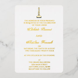 Invitación Con Relieve Metalizado Elegante Faro Boda Náutico - Azul marino,