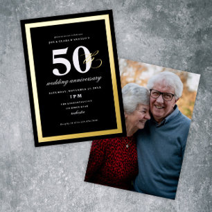 Invitación Con Relieve Metalizado Elegante fiesta de aniversario de bodas número 50