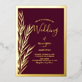 Invitación Con Relieve Metalizado Elegante Fiesta de Bodas de Grass Pampas