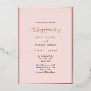Invitación Con Relieve Metalizado Elegante fiesta de compromiso moderna con rosa y d