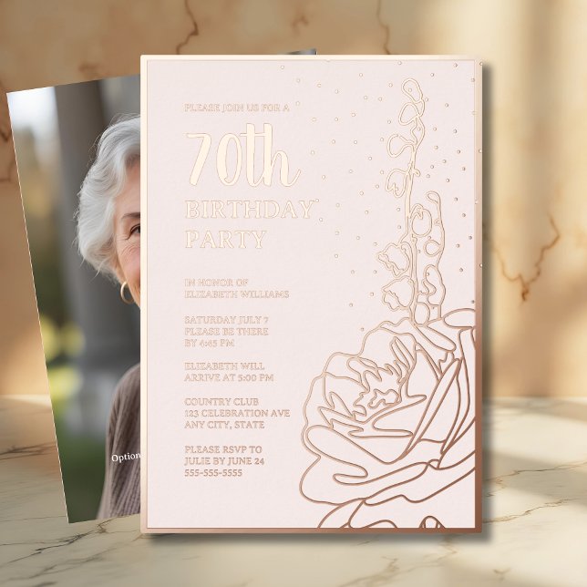 Invitación Con Relieve Metalizado Elegante fiesta de cumpleaños Personalizado Rosa 7 (Subido por el creador)