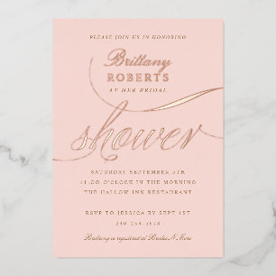 Invitación Con Relieve Metalizado Elegante fiesta de desposorios rosa dorado desvane