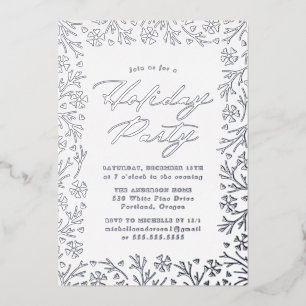 Invitación Con Relieve Metalizado Elegante fiesta de feriado con copas de nieve en R