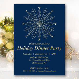 Invitación Con Relieve Metalizado Elegante fiesta de feriado de copas de nieve