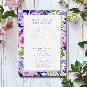 Invitación Con Relieve Metalizado Elegante fiesta de gala de evento de caridad flora