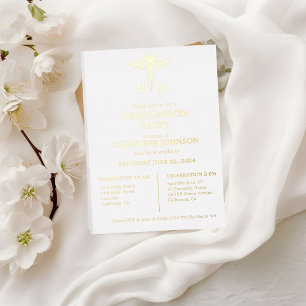 Invitación Con Relieve Metalizado Elegante fiesta de graduación de enfermeras de tip