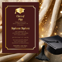 Invitación Con Relieve Metalizado Elegante fiesta de graduación de la Universidad Ma