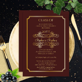 Invitación Con Relieve Metalizado Elegante fiesta de graduación de la Universidad Ma
