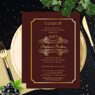 Invitación Con Relieve Metalizado Elegante fiesta de graduación de la Universidad Ma