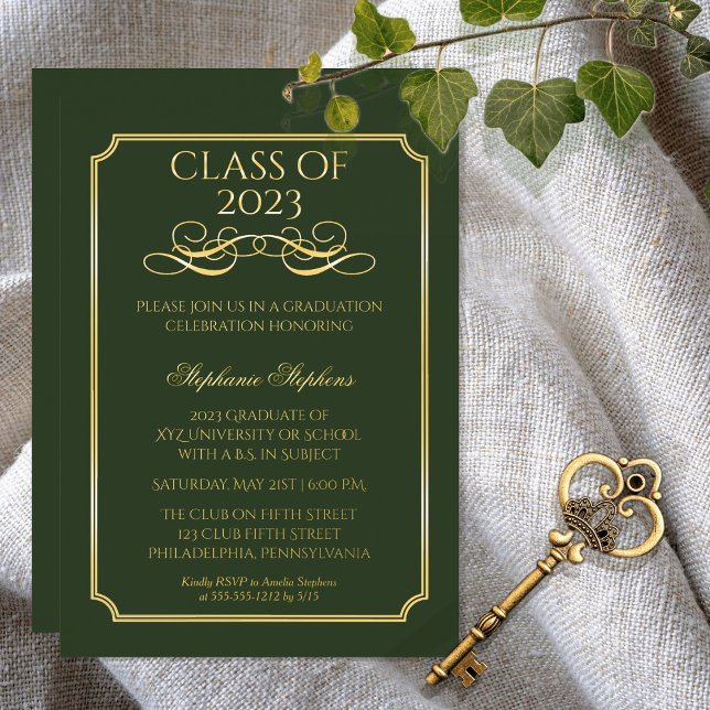 Invitación Con Relieve Metalizado Elegante fiesta de graduación de la Universidad Ve (Subido por el creador)