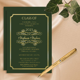 Invitación Con Relieve Metalizado Elegante fiesta de graduación de la Universidad Ve