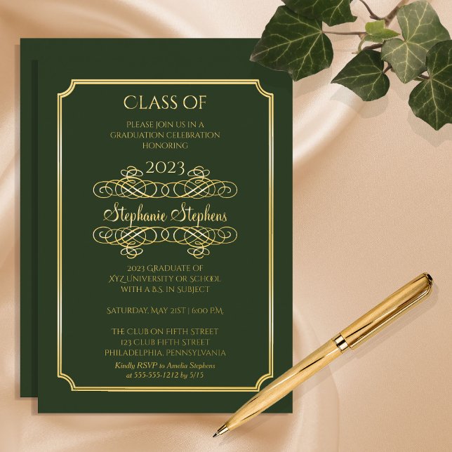 Invitación Con Relieve Metalizado Elegante fiesta de graduación de la Universidad Ve (Subido por el creador)