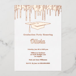 Invitación Con Relieve Metalizado Elegante fiesta de graduación de oro Rosa