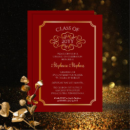 Invitación Con Relieve Metalizado Elegante Fiesta de Graduación del Colegio Rojo Fra