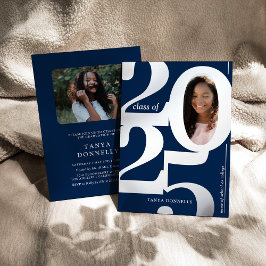 Invitación Con Relieve Metalizado Elegante fiesta de graduación fotográfica plateado