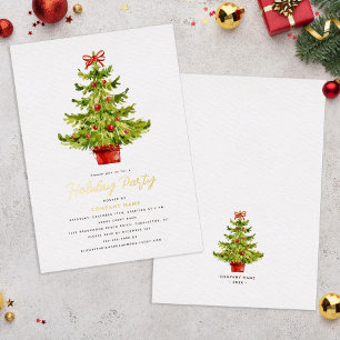 Invitación Con Relieve Metalizado Elegante Fiesta de la Compañía de Árbol de Navidad