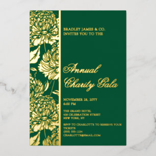 Invitación Con Relieve Metalizado Elegante Fiesta de la Gala del evento de caridad b