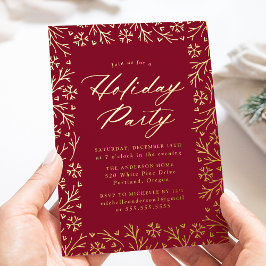 Invitación Con Relieve Metalizado Elegante Fiesta de Navidad con Copo de Nieve y Ará