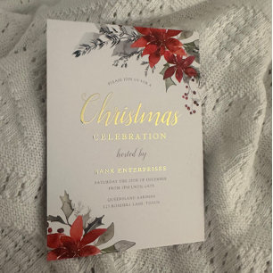 Invitación Con Relieve Metalizado Elegante Fiesta de Navidad Corporativa Moderna en