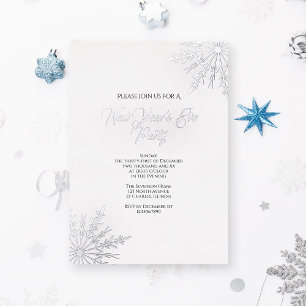 Invitación Con Relieve Metalizado Elegante Fiesta de Nochevieja en invierno