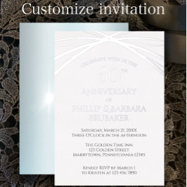 Invitación Con Relieve Metalizado Elegante Fiesta del 60° Aniversario del Diamante B