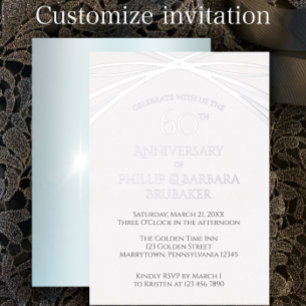 Invitación Con Relieve Metalizado Elegante Fiesta del 60° Aniversario del Diamante B