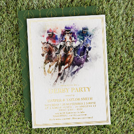 Invitación Con Relieve Metalizado Elegante fiesta del Derby de caballos de carreras 