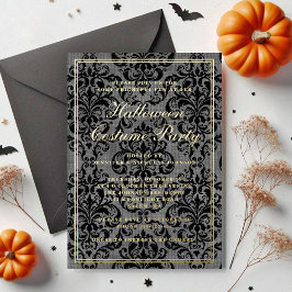 Invitación Con Relieve Metalizado Elegante Fiesta gótico de disfraces de Halloween
