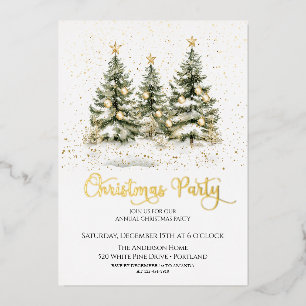Invitación Con Relieve Metalizado Elegante fiesta navideña