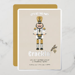 Invitación Con Relieve Metalizado Elegante fiesta navideña de Navidades desnudos