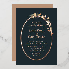 Invitación Con Relieve Metalizado Elegante flor de flores silvestres azul beige de l