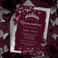 Elegante flor plateada de Borgoña Quinceanera