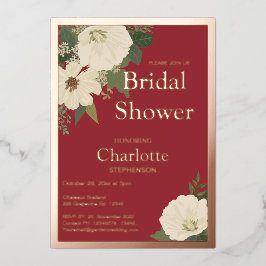 Invitación Con Relieve Metalizado Elegante Floral Blanco Floral Flores Bridal Ducha 