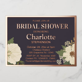 Invitación Con Relieve Metalizado Elegante floral blanco florero flores de novia Car