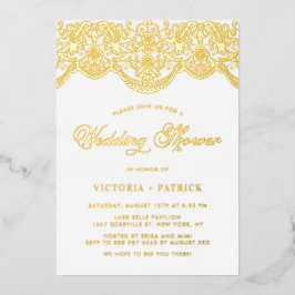 Invitación Con Relieve Metalizado Elegante Floral Brocade Lace Wedding Ducha