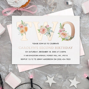 Invitación Con Relieve Metalizado Elegante Floral Cumpleaños Real 2 segundo