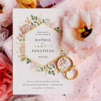 Elegante Floral de Acuarela Neutral de Boda | Oro