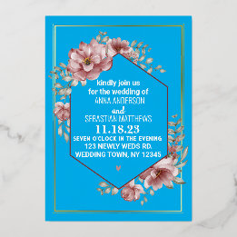 Invitación Con Relieve Metalizado Elegante Floral de Acuarela Neutral para Boda Ho
