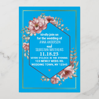 Invitación Con Relieve Metalizado Elegante Floral de Acuarela Neutral para Boda Ho