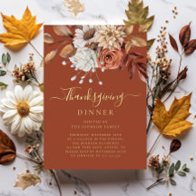 Elegante Floral de Otoño en Terracota para Cena de