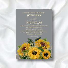 Invitación Con Relieve Metalizado Elegante floral girasoles Boda oro