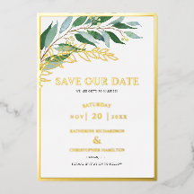 Elegante Follaje Verde Save The Date