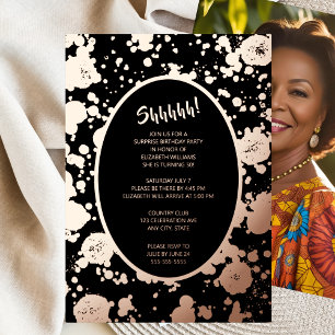 Invitación Con Relieve Metalizado Elegante foto 50 en negro Personalizado de cumplea