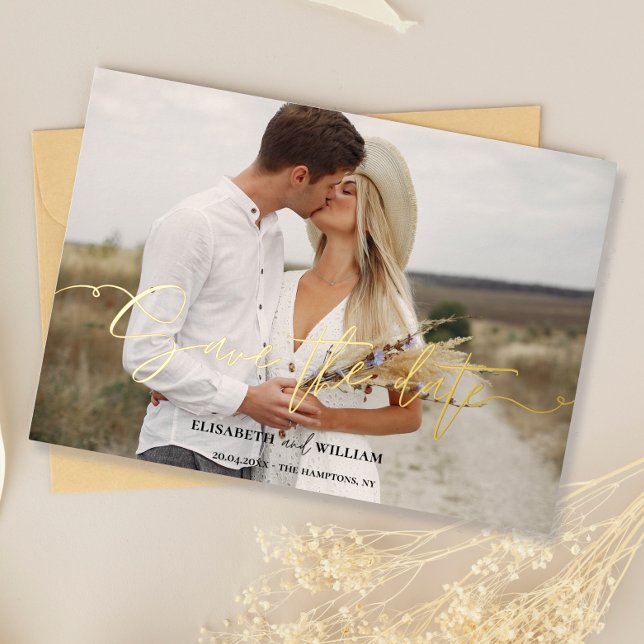 Invitación Con Relieve Metalizado Elegante foto caligrafía Boda Salven la fecha (Subido por el creador)