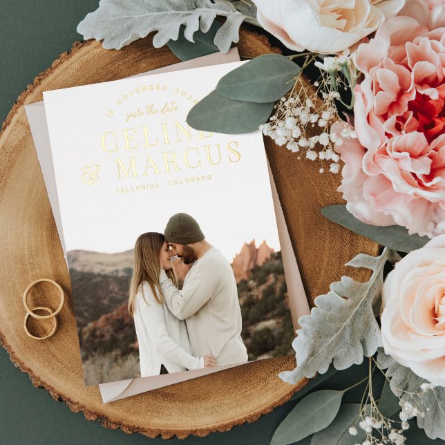 Invitación Con Relieve Metalizado Elegante foto completa simple de doble cara (Subido por el creador)