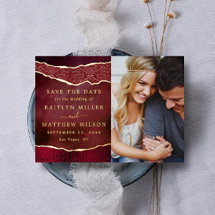 Invitación Con Relieve Metalizado Elegante foto de boda en Las Vegas para guardar la